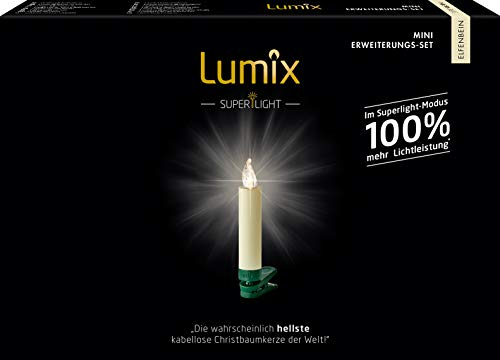 Lumix® LED kabellose Weihnachtsbaum Christbaumkerzen Superlight Mini 6er Erweiterungs-Set Warmweiß 4h Ausschalt-Funktion ohne Fernbedienung Elfenbein 9cm 75532