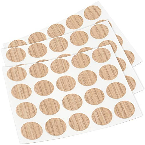 Adsamm® / 60 x Abdeckkappen/Eiche hell/Ø 13 mm/rund / 0,45 mm dünne Selbstklebende Möbelpflaster