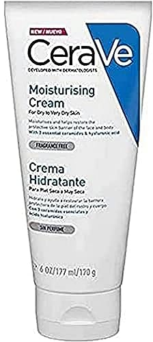 Cerave Fuktgivande kräm, 177 ml/6,7 uns, daglig ansikts- och kroppsfuktighetskräm för torr till mycket torr hud