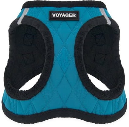 Best Pet Supplies - All Weather Plush, Reflective, No Pull Harness for Small, Medium Dogs, Cats - Secure with Hook & Loop Fastener, Buckle, Double D-Rings - Turquoise Plush, S