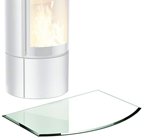 BIJON Glasplatte Segmentbogen für Kaminofen mit Dichtlippe, Glasbodenplatte - Funkenschutzplatte Glas mit Facettenschliff, Kamin Hitzeschutz, ESG Sicherheitsglas 65 x 110 cm x 6mm