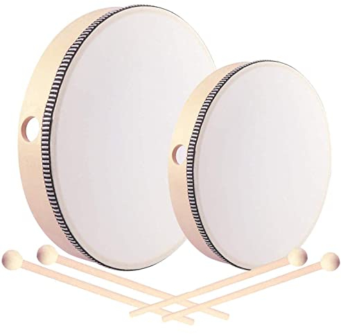 2-teilig handtrommel mit schlägel für kinder,handtrommel percussion,tamburin trommel,tamburin holz,tambourin percussion,trommel mit schlägel