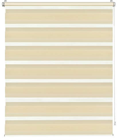 Deco Company Duo pour Le Serrage, Store à Enrouleur latéral, Bandes Transparentes et Opaques, Toutes Les pièces de Montage incluses, Polyester, Beige, 70 x 150 cm