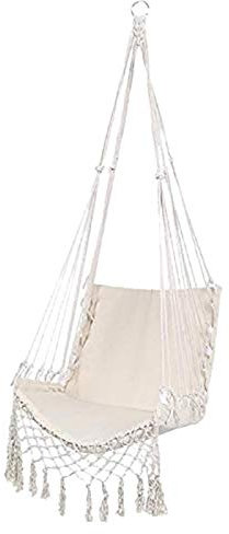 LIANYG Hängematte Hängematte Beige Hängende Hängematte Stuhl Swing Seil Outdoor Indoor Hängende Stuhl Gartensitz Für Kind Erwachsene 661 (Color : White)