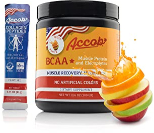 ACCOB BCAA Powder Fruit Punch-Pre or Post Workout,Muscle Recovery Drink with Amino Acids + Electrolytes,7,2g BCCAs for Men and Women-30 Servings +10g of Collagen Peptides