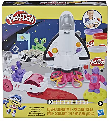 Play-Doh Raketen-Set mit Mondfahrzeug, 8 Weltraum-Accessoires und 10 Farben