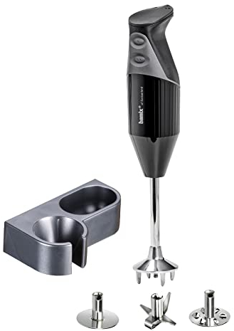 bamix Stabmixer Set M200 MONO PRO-1 inkl. Multifunktionsmesser, 3 Aufsätzen, Halterung, 200 Watt, 2-Stufen, Edelstahl, Made in Switzerland, Schwarz