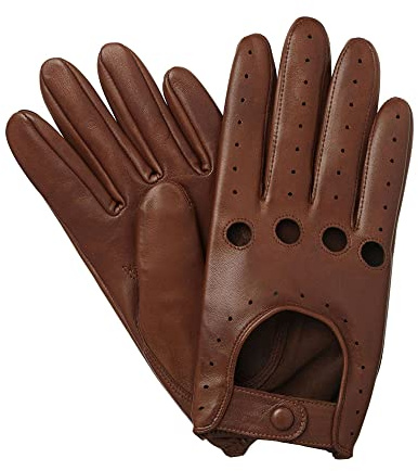 Swift Wear Mens Classic Retro style quality Chauffeur Soft Lambskin Leather Driving Gloves (M, Tan)