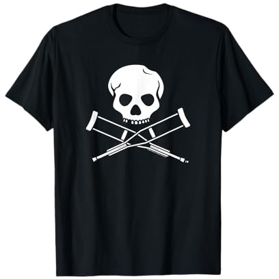 MTV Jackass Skull And Crutches Logo T-Shirt - Women's Unisex-Adults Black Short Sleeve Classic Fit Cotton 100% T-Shirt - Small