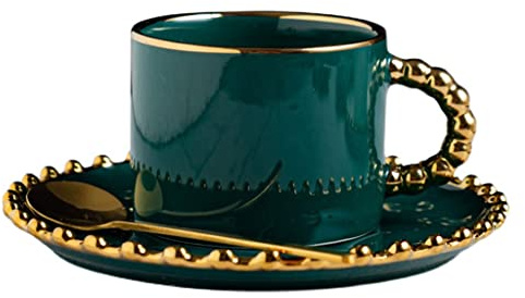 ZOGBX Bone China Conjunto de Café,Juego de Taza de té,Juegos Tazas te Porcelana Inglesa(7.04oz),Tazas de Café Florales,con decoración Dorada de Porcelana,Regalo Dulce for el día de San Valentín
