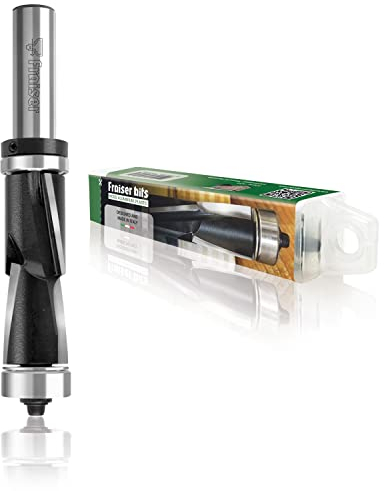 Fraiser Fresa per rifilare con cuscinetto superiore da 12 mm per legno, derivati e bordi in laminato per fresatrice manuale e banco fresa up & downcut