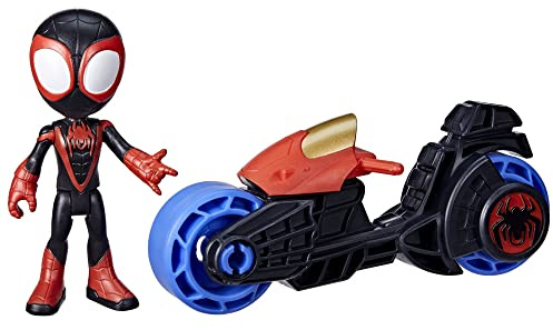 Marvel - Spidey y su superequipo - Figura de Miles Morales y Motocicleta de Juguete - Juguetes para niños y niñas a Partir de 3 años