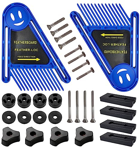 Set di Lavagne con Piume Multiuso, Blu Feather Boards per Recinzioni, Accessori per Utensili Elettrici per Legno, per Lavori di Legno, Doppia Piuma, per Seghe da Tavola a Nastro (Plastica)