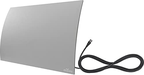 Mohu Gateway - Antena de TV para interiores con base y cable coaxial de 3 m | 40+ millas de alcance, soporte de mesa o pared, adaptador PAL, UHD 4K, interior, gris