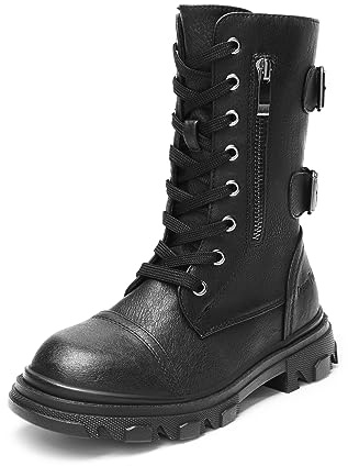 DREAM PAIRS Girls Combat Ankle Boots,Black,13 Little Kid