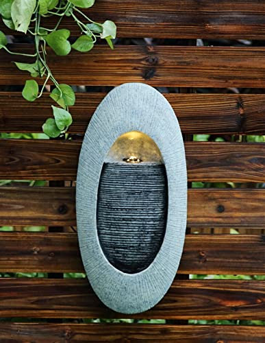 LQSSA Fontaine d'eau de Jardin intérieure/extérieure Fontaine d'eau extérieure Fontaine Murale à LED Caractéristique de l'eau de Jardin Statue intérieure extérieure avec lumières et Eau pour