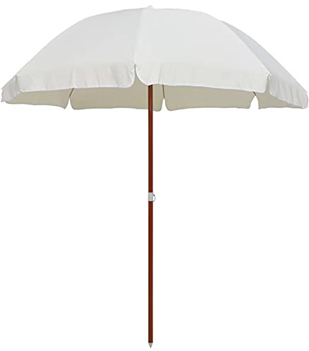 Homgoday Ombrellone con asta in acciaio, ombrellone da giardino, balcone, terrazza, spiaggia, mercato, protezione UV, per giardino, terrazza, spiaggia, 240 cm, colore: sabbia