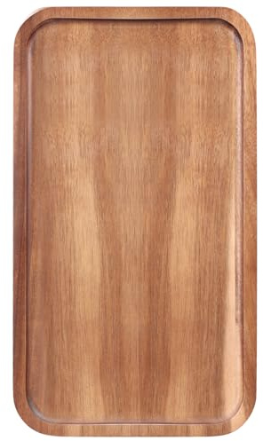 Medium Acacia Wood Serving Trays Long Charcuterie Boards Wood Snack Platter Rectangular Cookie Appetizer Plates Serving Cheese Board Rectangle Kitchen Dinner Platters for Food Dish Cake Dessert Tray