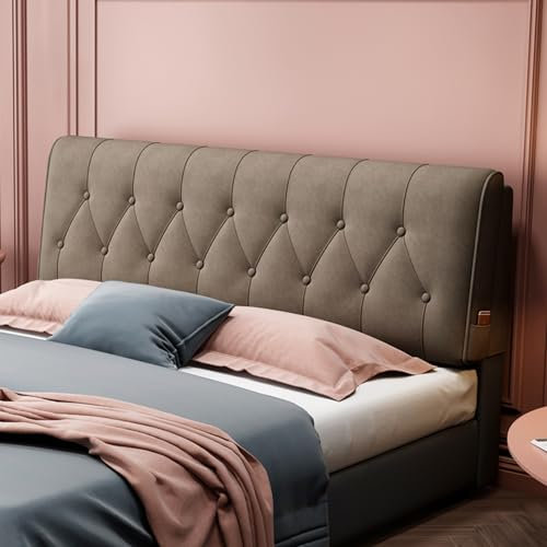 ZZYK Vollständiges Kopfteilkissen,Wandkissen Einfarbige Kopfteil Rückenlehne,Schlafzimmer,Schlafsofa,Schlafsaal,Stützkissen Abnehmbar Mit Kopfteilbezug,Kaffee,Straps 63/160cm