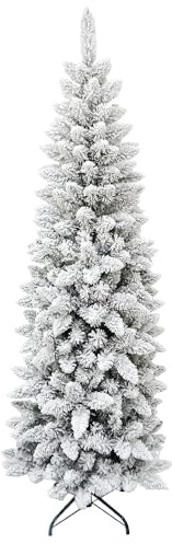 Maury's Albero di Natale Sintetico 240 cm Extra Slim Innevato con 957 Rami Folto Effetto Realistico Decorazione Natalizia Realistico
