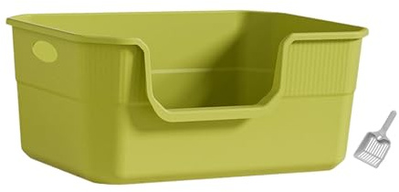 Colcolo Offene Katzentoilette, extra große, leicht zu reinigende, 24 cm hohe Bettpfanne für Katzen im Innenbereich, Sandkasten, Grün