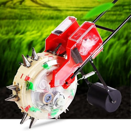 WTTTTW Double Mouth Seeder, Hand-Push Garden Roller Seeder and Fertilizer Applicator, Multi-Function Agricultural Seeds Dispenser, for Plants Hemp Corn Soy Peanut,6 Mouths