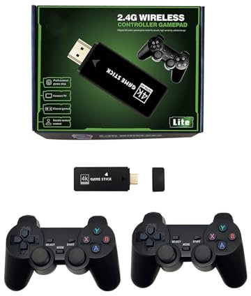 KINMRIS Console de Jeux Vidéo avec Double Contrôleur sans Fil 2.4G, 4K, 10000 Jeux, 64 Go, Jeu Rétro, Cadeau de Noël