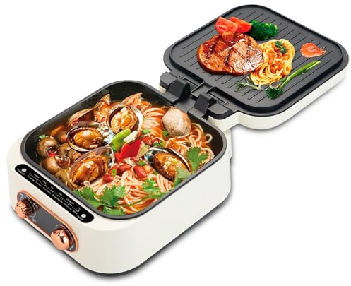 TsoLay Panini Press, Stainless Steel Griddler, Electric Contact Grill, 1600W Adjustable Temp Contro Electric grill with Non-Stick Coated Plates, Opens 180 Degrees, for Any Type or Size of Food