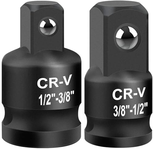 2PCS Impact Socket Adapter and Reducer Set, 1/2 to 3/8 & 3/8 to 1/2 Inch Square Drive Wrench Adapter, CR-MO Steel, for Drill, Breaker Bar, Ratchet Drive, Christmas Stocking Stuffers for Adults