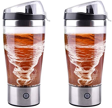 PAHION 2 Stück Protein Shaker Elektrisch Shaker Proteinshake Automatischer Rührbecher Zum Wandern, Laufen, Radfahren, Fahren, Reisen Auslaufsicher Und Einfache Reinigung 450ML
