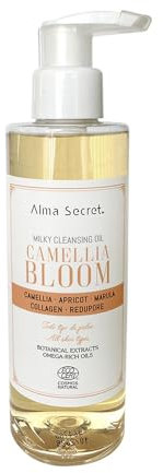 Aceite Limpiador Facial Camellia Bloom - Desmaquillante Facial waterproof con Colágeno Vegano, Redupore y Extractos de Té Verde - Todo Tipo de Pieles Vegano Certificado Ecocert Cosmos Natural 200 ml