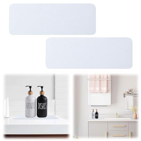 2 Piezas Esterilla Absorbente de Agua de diatomeas para Cocina, 22 x 8 cm, Bandeja de Piedra Absorbente Posavasos Diatomita Baño para Fregadero, de Secado rápido, Color Blanco