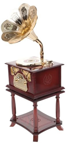 HOLIDYOYO Vintage Grammophon Musikbox Mit Dekorationsfunktion Retro Phonograph Tischdeko Für Zuhause Wohnzimmer Büro Für Partys Und Anlässe