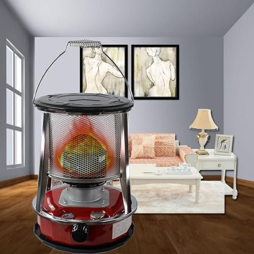 BomDog Riscaldatori Di Olio Di Tenda per il Riscaldamento Del Cherosene All'Interno Senza Elettricità Stufa a Cherosene Di Emergenza, Potenza Di Fuoco Regolabile/4.6L/Red