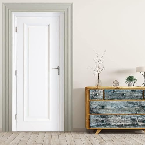Türtapete Selbstklebend 90x200 cm Weißes Holz Türaufkleber 3D Moderner Stil Türposter Türfolie Poster Tapete PVC Wasserfest für Schlafzimmer Wohnzimmer Tür A-1719