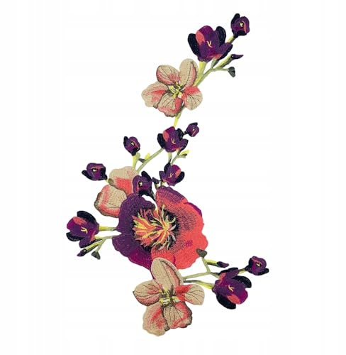 Große Rosen Aufnäher – Blumen Stickerei Patch zum Aufbügeln oder Aufnähen – Dekorativer Applikation Patch für Jacken, Jeans, Taschen & Kleidung (Rose 52cm)