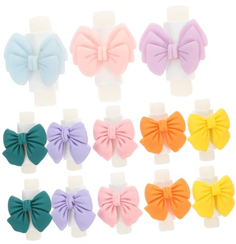 Operitacx 10 Pairs Bowknot USB Cable Protectors Cartoon Data Cable Protective Covers Mixed Colors Saver Accessories Random Color