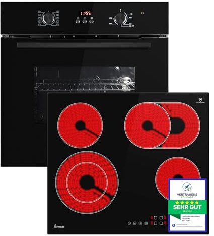 KKT KOLBE Cuisinière | 60cm Four encastrable BO8005FB | 59cm Plaque Eletrique CH5901RL | Gril | Air chaud | Timer automatique | Double Vitrage d'isolation thermique | Sécurité enfant | SET8005FBCH59RL