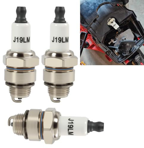 3 Pezzi Candele RJ19LM per Tosaerba a 4 Tempi, Compatibili con Motori 796112, 796112S - per Migliorare l'Efficienza e la Durata del Motore