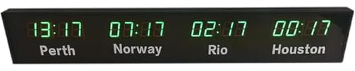 DMBBSAPBSH Orologio Mondiale Digitale a LED, Orologio mondiale digitale a LED con 4 fusi orari e telecomando, display statico digitale, for aeroporti, centri commerciali, hotel