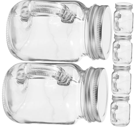 MUELODSIC 6pcs Glass Spice Jars with Airtight Sealing and Handles Honey Jars Multifunctional Design for Travel and Outdoor Activities Simple and Fashionable