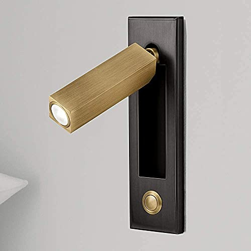 MQDLJSE Faretto da Incasso a Parete, Lampada da Lettura per testiera, faretti per Hotel di ingegneria - Lampada da Comodino a LED con Luce Calda da 3 W, 3000 K, Applique Pieghevole da 90°,