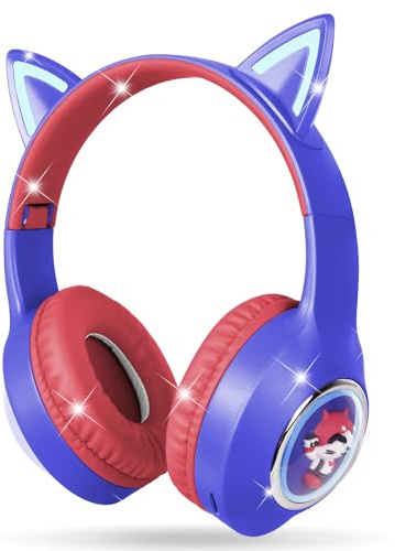 AXFEE Auriculares Inalámbricos Niños, con LED y Micrófono, Azul