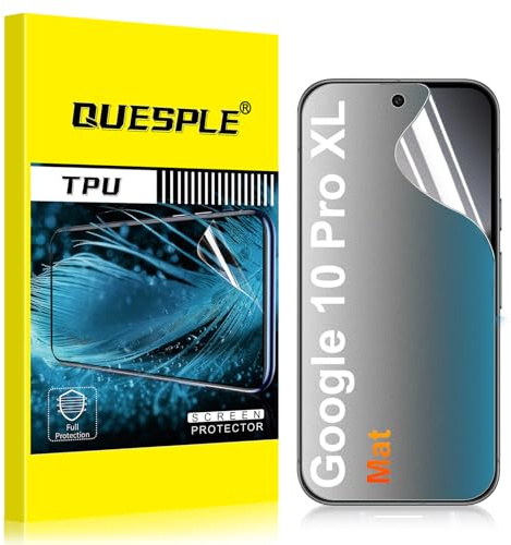 QUESPLE [3 Pièces] Mat Protection écran pour Google Pixel 10 Pro XL, Anti-empreintes, Anti-éblouissement Matte TPU Film Protection écran, Sans Bulles, Compatible avec Lecteur d’Empreinte