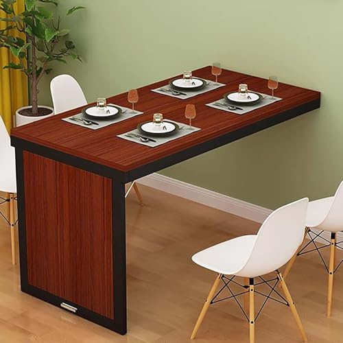 Faltbarer Wandtisch, ausziehbar, schwimmend, für Zuhause, Büro, Schreibtisch für kleine Räume, Braun, 120 x 60 cm