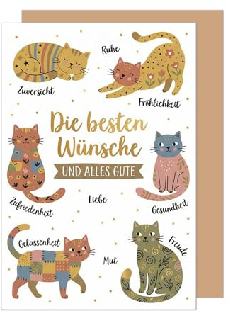 Edition Seidel Premium Glückwunschkarte zum Geburtstag mit Umschlag. Grußkarte Karte Geburtstagskarte für Mann Frau Kind Spruch Beste Wünsche Katze Tier (G3863 SW026)