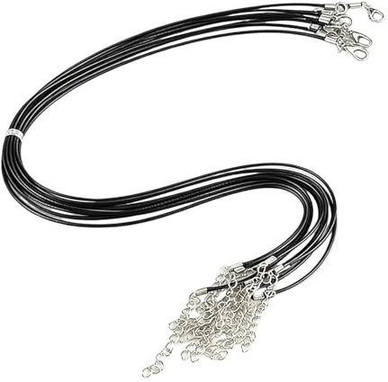 10PCS Black Necklace Cord, 1.5 mm Diameter, 19.69 in/50 cm Long Necklace String, Adjustable Waxed Cord with Buckle for DIY Jewellery Making