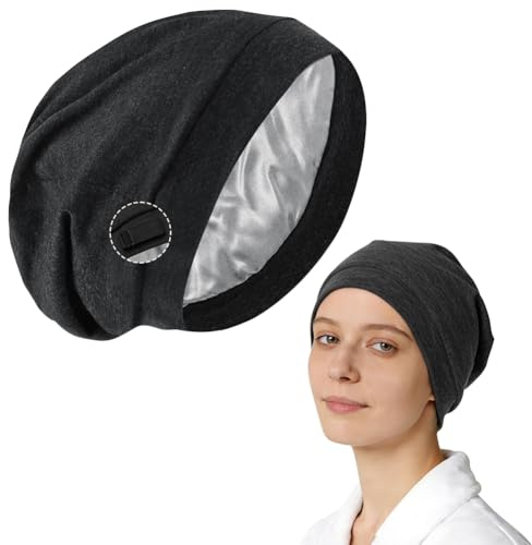 AOOSU Satin Bonnet Sleep Cap Unisex Satin Lined Beanie Hats Silk Hair Cover Bonnet with Adjustable Strap Slouchy Beanie Night Sleeping Hat for Alopecia and Hair Loss Beanie Night Sleeping Hair Care