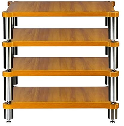 SZKTHD HiFi-Rack AV-Regal 1/2/3/4-stufiges Plattenspielerständer AV-Medien-Eckregal Für Wohnzimmer & Arbeitszimmer Für DVD-Player Spielekonsole TV-Box WLAN-Router(Wood Color-A,60 * 93 * 48cm(4Tier))