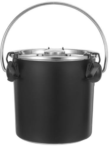 KICHOUSE Charcoal Canister - Stainless Steel Extinguishing Bucket - Milk Can Milk Can Jug - Wine Bucket - Water Pail With Sealed Lid with Clamp - Liquid Storage Container